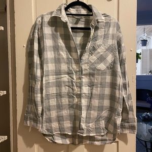 Gray and white plaid boyfriend button down oversized